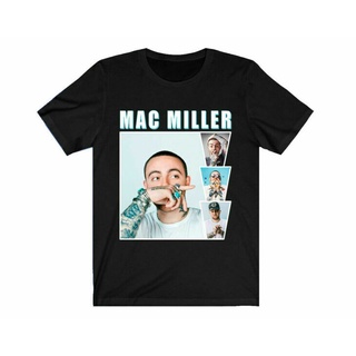 เสื้อยืดผ้าฝ้าย พิมพ์ลาย Mac Miller สไตล์ฮิปฮอป สีดํา