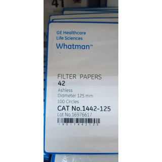 CAT No. 1442-125 กระดาษกรอง 125 มม GE Healthcare Whatman FILTER PAPERS 42 Ashless Diameter 125 mm 100 Circles CAT No. 14