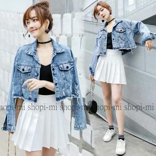 🔥ลดเพิ่ม 25 บาทใส่โค้ด WEE968TC🔥 เสื้อแจ็คเก็ตยีนส์แขนยาว ผ้ายีนส์ (Denim Jacket)