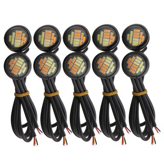 10 ชิ้น 12 v 23 มม. dual color switchback 4014 smd 12 led drl ไฟเลี้ยวสําหรับติดรถยนต์ zjt