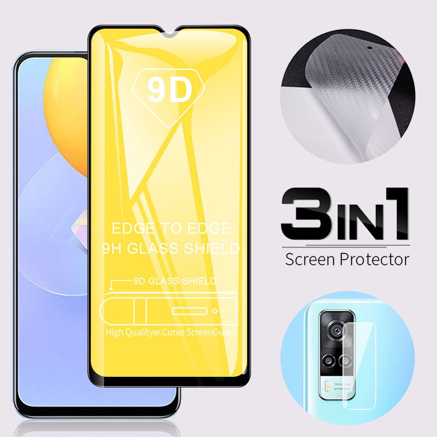 9d 3-in-1 ฟิล์มกระจกนิรภัยกันรอยหน้าจอ สําหรับ Oppo A5S A12 A16 A15 A54 F9 F11 Pro A31 A53 A91 A52 A9 A5 2020 A93 A94 A83 A74 A55 A15S F1S Reno 2 2F 3 5 6 6Z