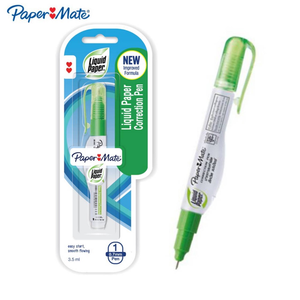 ปากกาลบคำผิด Paper Mate Liquid Paper Green Reborn เปเป้อร์เมด ลิควิด เปเป้อร์ ลบคำผิด น้ำยาลบคำผิด (