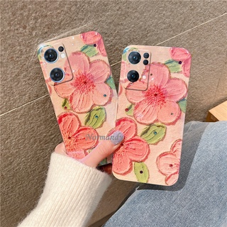 2022 New เคส Fashion Rhinestones Casing OPPO Reno 7 Pro 7Z 5G 6 Pro 6Z 5G OPPO A96 A76 A55 A16 4G Girl Style Peach Blossom Blu-ray Handphone Case Shockproof Cover เคสโทรศัพท์