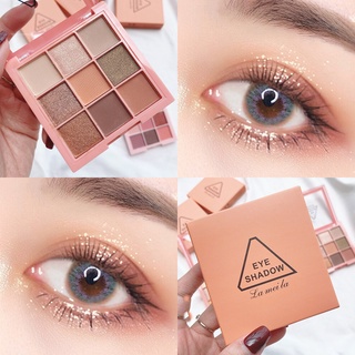 9 Color Eyeshadow Palette Pearlescent Matte Earth Transparent Grid Eyeshadow Nine-color AcrylicNine Square Peach Charming Makeup