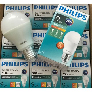 New + หลอดไฟ ฟิลิปส์ Philips Essential LED Bulb 9W รุ่น ประหยัด Warm White
