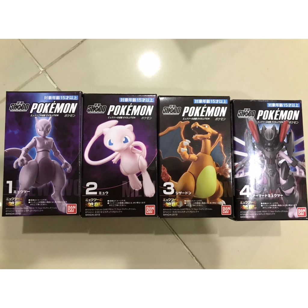 Bandai Shodo Pokemon Mewtwo Strike Back Evolution: Mewtwo Mew Charizard Armored Mewtwo