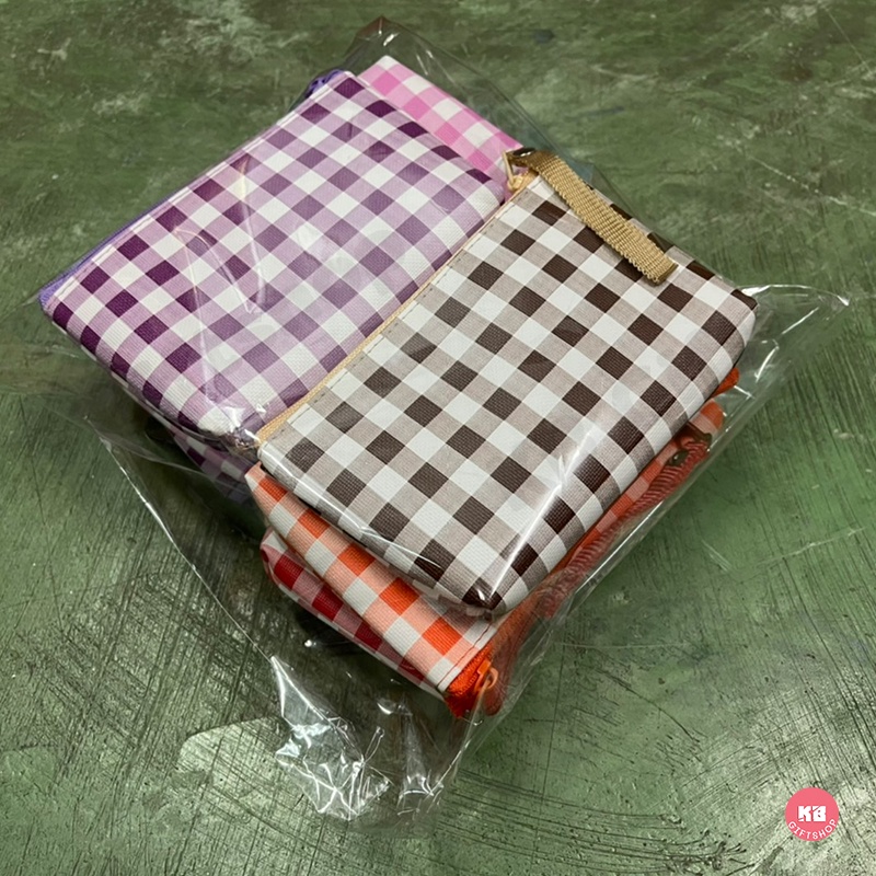 KB กระเป๋าใส่เหรียญ กระเป๋าสตางค์ ของขวัญ ของชำร่วย ของแจกพรีเมี่ยม ขายส่งยกโหล (12ใบ) คละสี ขนาด 4x6 นิ้ว ลายสก๊อต - รูปที่ 6