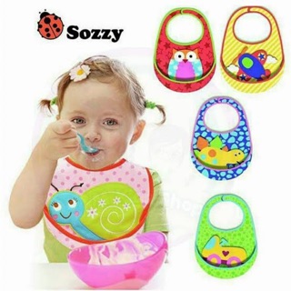 **ลดล้างสต๊อก**ผ้ากันเปื้อนเด็ก แบบมีที่รองเศษอาหาร Sozzy Happy Bib แท้