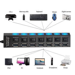 ตัวเพิ่มช่องUSB 2.0 HUB Combo Splitter 4 / 7 Port USB Switch High Speed ON / OFF Mini 2 In 1 ตัวอ่านข้อมูล