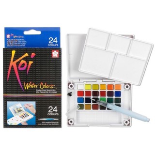 สีน้ำชนิดตลับ KOI ยี่ห้อ Sakura ขนาด 12 ,24 ,30 สี  Water color Pocket Field Sketch Box