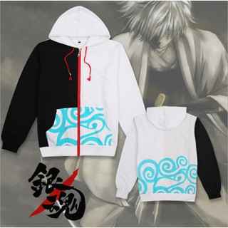 Unisex Gintama Sakata Gintoki Cosplay เสื้อโค้ทแขนยาวมีฮู้ด