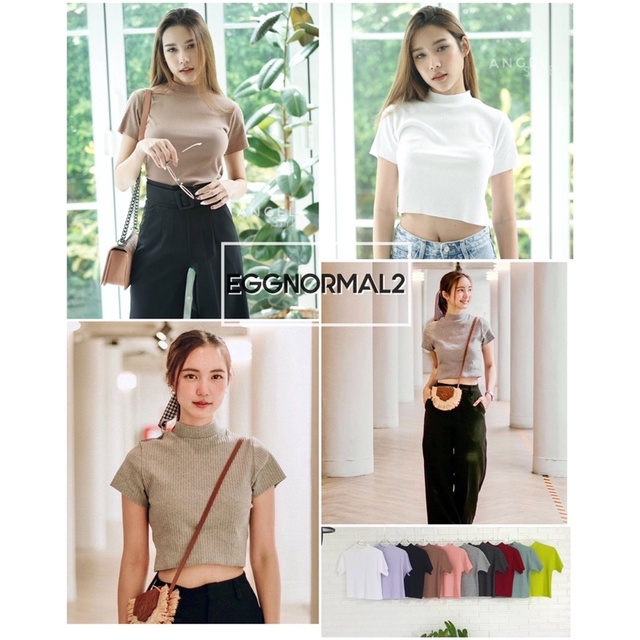 T-shirts 150 บาท TOPSHOP​ T59​ NEW IN Casual Style❤”คร๊อบคอปีน” Women Clothes