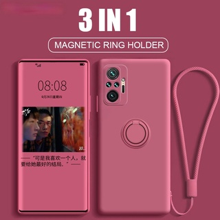 Xiaomi Redmi Note 10s Pro Max 4G Magnetic Ring Holder Silicone Case Soft Liquid Cover