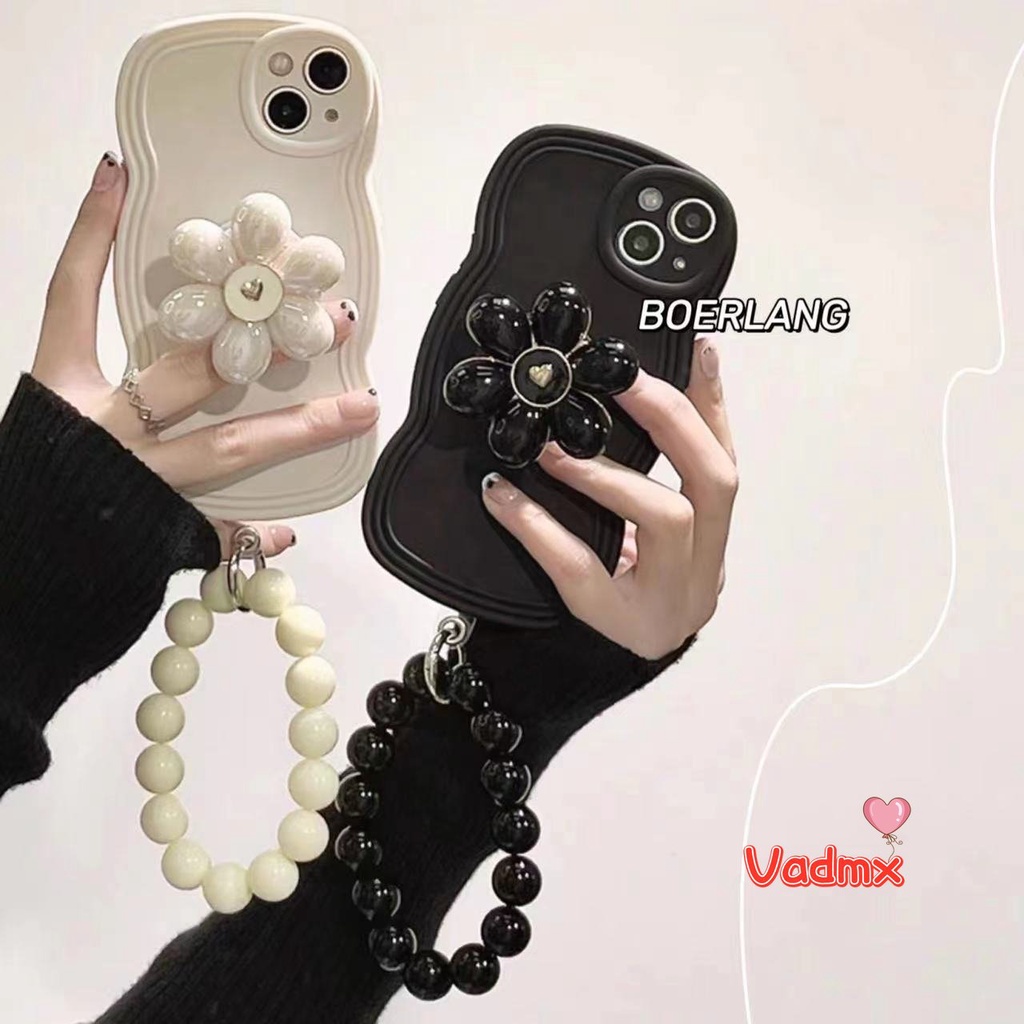 เคสโทรศัพท์มือถือนิ่ม ลายดอกไม้ ประดับมุก แวววาว พร้อมสายคล้องมือ สําหรับ OPPO Reno 8 7 6 5 4 3 Pro 