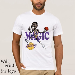 ผ้าฝ้าย 100%COTTONFsd11ew2e เสื้อยืดแขนสั้น ผ้าฝ้าย ลาย Magic Johnson สีขาว สําหรับผู้ชาย RT645E65TER17794 sizes-5xl