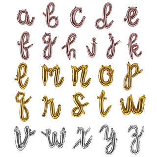 ลูกโป่งวันเกิด ลูกโป่งฟอยล์ ลูกโป่งชุด​ตัวอักษร a-z ตัวพิมพ์เล็ก 18 นิ้ว สีทอง สีเงิน