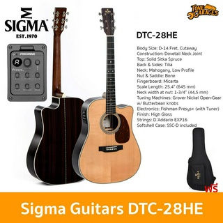 Sigma Guitars DTC-28HE Acoustic Guitar กีต้าร์โปร่งไฟฟ้า กีต้าร์อคูสติกไฟฟ้า ทรง Dreadnought แถมฟรี Softcase