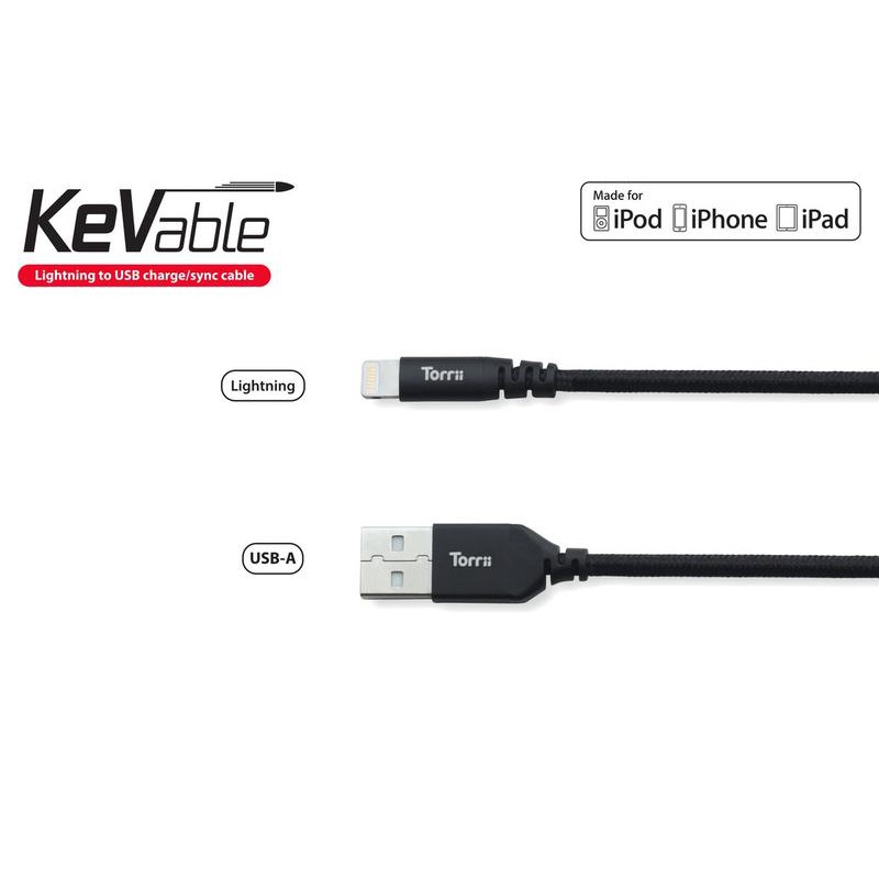 สายชาร์จ Apple ยี่ห้อ Torrii KeVable MFi Lightning to USB cable รับประกัน 1 ปี