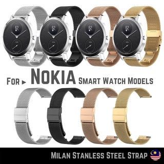 สายนาฬิกาสมาร์ทวอทช์ สําหรับ Nokia Steel / Steel HR / พร้อมเหล็ก SQC MILAN Staninless Steel SmartWatch Band อุปกรณ์เสริม