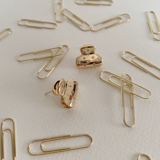 Hadesories Paperclip Earrings ต่างหูรูปคลิปหนีบกระดาษประดับเพชร