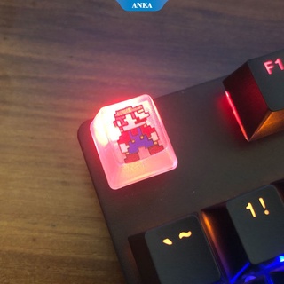 ส่วนบุคคลการ์ตูนพิกเซลมาริโอ backlit คีย์บอร์ดน่ารัก keycap ปุ่มลูกศรส่วนบุคคล DIY เหมาะสำหรับ OEM เดียวโปร่งใสสูง 61/87/104/108 คีย์