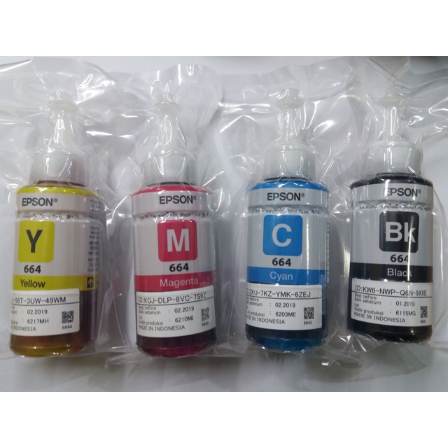 หมึก Epson หมึกเติมของแท้ 100%  4สี T6641,T6642,T6643,T6644 Bk/c/m/y แบบไม่มีกล่อง