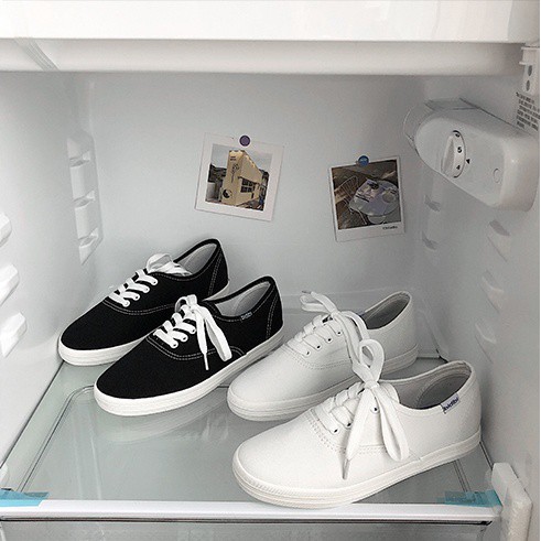 (พร้อมส่ง ) Bidibi รองเท้าผ้าใบทรง keds ได้เชือก 2 สี ขาวและน้ำเงิน | 152