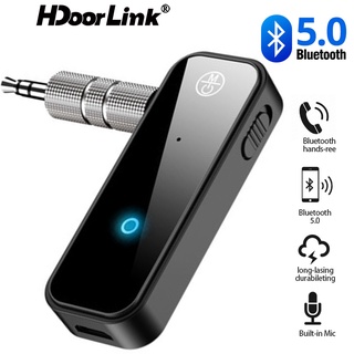 Hdoorlink 2 In 1 อะแดปเตอร์รับสัญญาณเสียงสเตอริโอบลูทูธ 5.0 ไร้สาย 3.5 มม.AUX สําหรับหูฟัง Pc ในรถยนต์