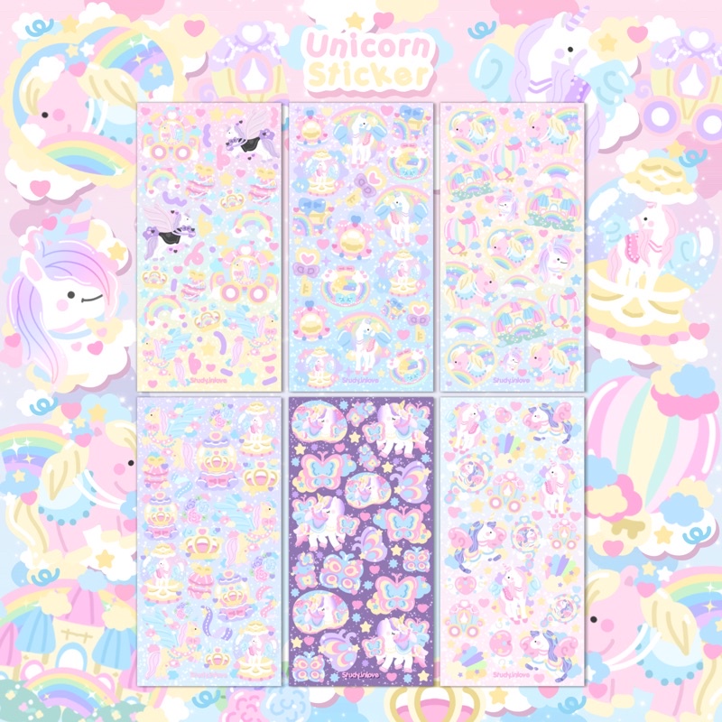 Sticker Unicorn 🦄 เนื้อ PP เคลือบ Star dusty💓✨