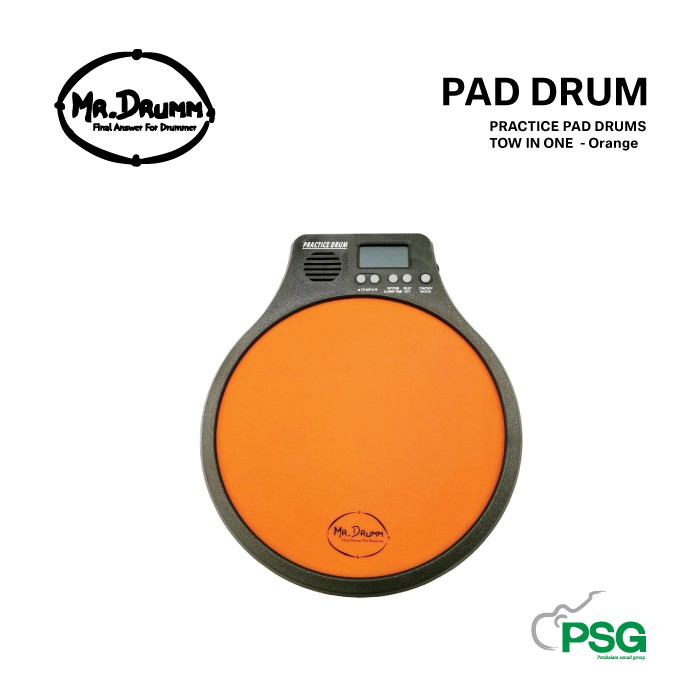 Mr.Drumm แป้นซ้อมกระเดื่องคู่ รุ่น PRACTICE PAD DRUMS TOW IN ONE - Orange