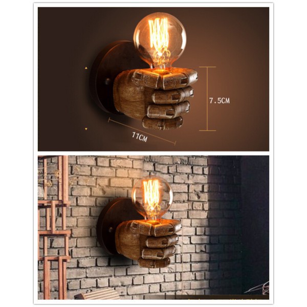 E27 Retro Style Fist Shape Wall Light Holder Resin Lamp Dinning Hall