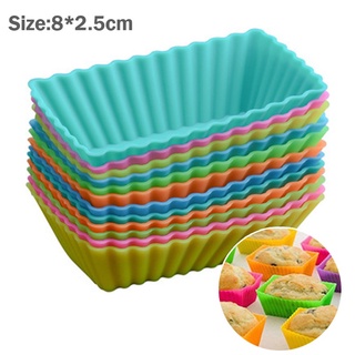 4Pcs Silicone Rectangular Reusable Cake Molds Jelly Baking Mould Cupcake Maker Muffin Cup Kitchen Pastry Tool