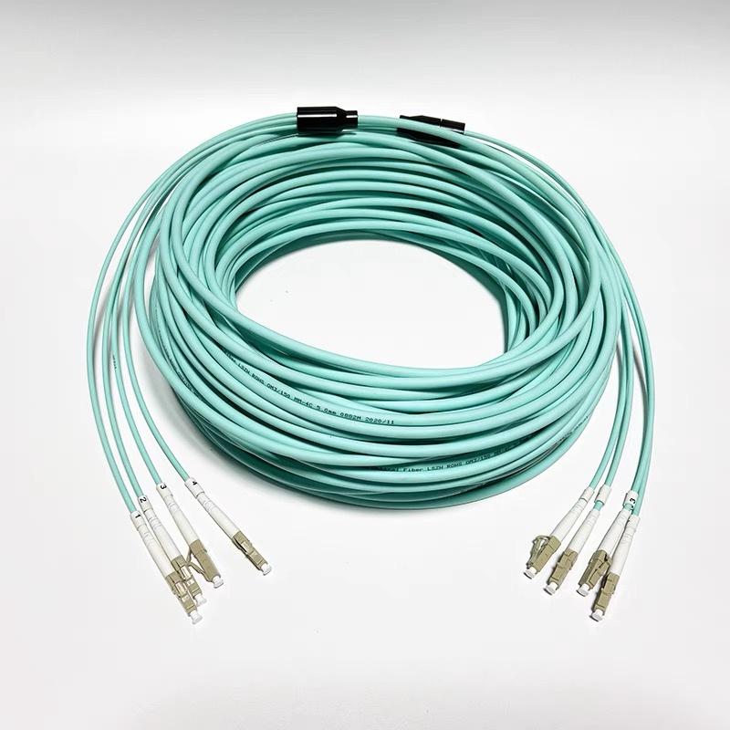 3pcs 2mtr 4 core OM3 Armored fiber patchcords SC LC FC ST UPC APC Multimode 4 fibers optical fibre j