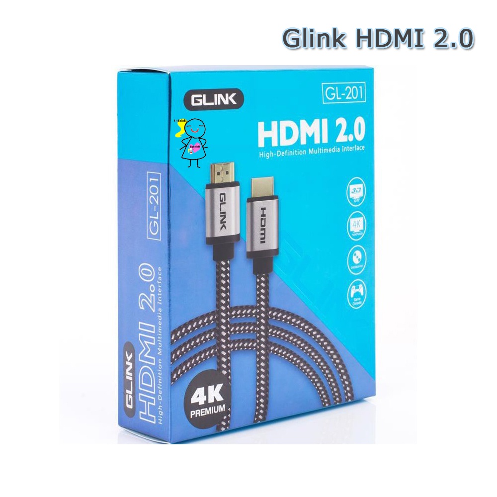 Glink Cable HDMI 2.0 Flat  10 /15 /20 เมตร GL201 สายเชื่อมต่อสัญญาณภาพและเสียง