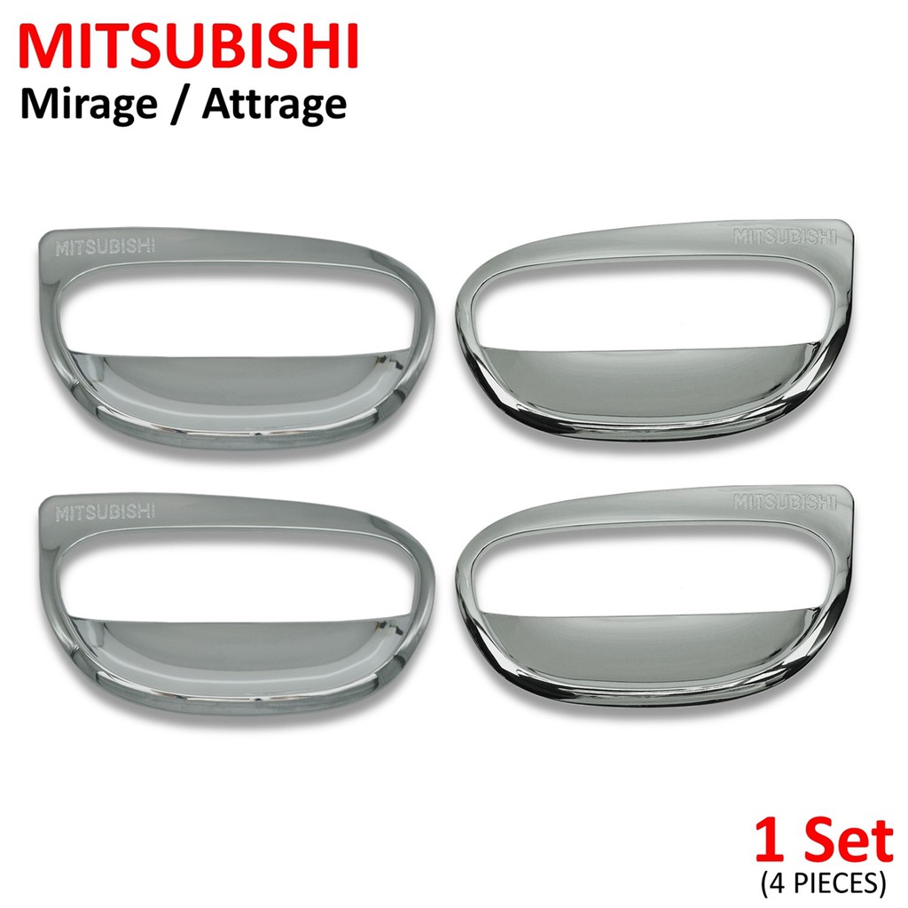 เบ้ารองมือเปิด เบ้ากันรอย ถ้วยรองมือเปิดประตู สีโครเมี่ยม สำหรับ Mitsubishi Mirage,Attrage ปี 2012-2018