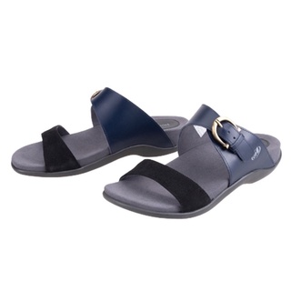 Dortmuend F-Series JF130 015-007 Navy Blue-Black "Flats &amp; Comfort" รองเท้าสุขภาพ ที่มิดโซลรองรับทุกโค้งเว้าของอุ้งเท้า