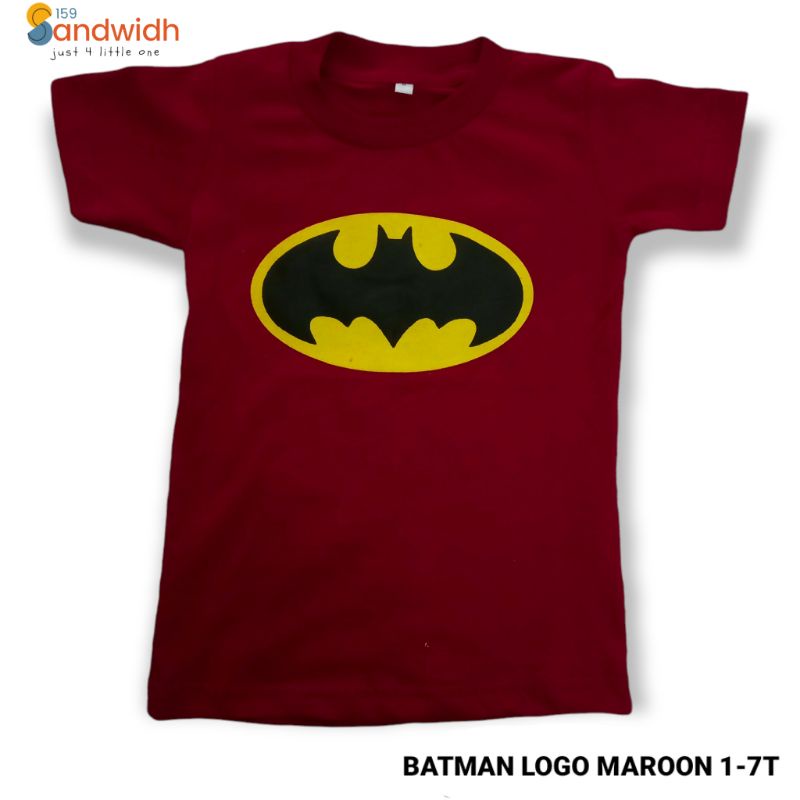 BOYS SUPERHERO BATMAN LOGO MAROON เสื้อยืด 1-7T