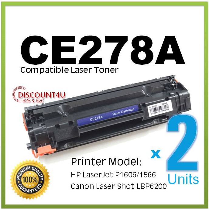 ** Pack 2 ** Discount4U ตลับหมึกเลเซอร์ toner 78A CE278A 278A CE278 278 Pro P1560/P1566/P1600/P1606d
