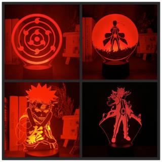 โคมไฟ LED รูปนารูโตะ Uzumaki Sasuke Uchiha 3D 16 สี สําหรับตกแต่งห้องนอนเด็ก