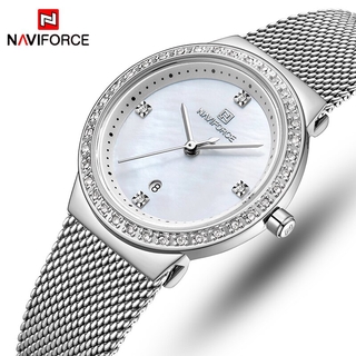 NAVIFORCE Top Watch Women Stainless Steel Quartz Watches Lady Top Brand Luxury Fashion Clock Simple Wrist Watch