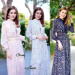 ✨✨Macy Shop Maxi dress แขนยาวพิมพ์ลาย M-211✨✨