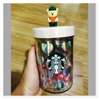 Starbucks Bearista Candy Glass Cup Korea. 🐻กระปุกแก้ว + ลูกอม (หมีชาย)