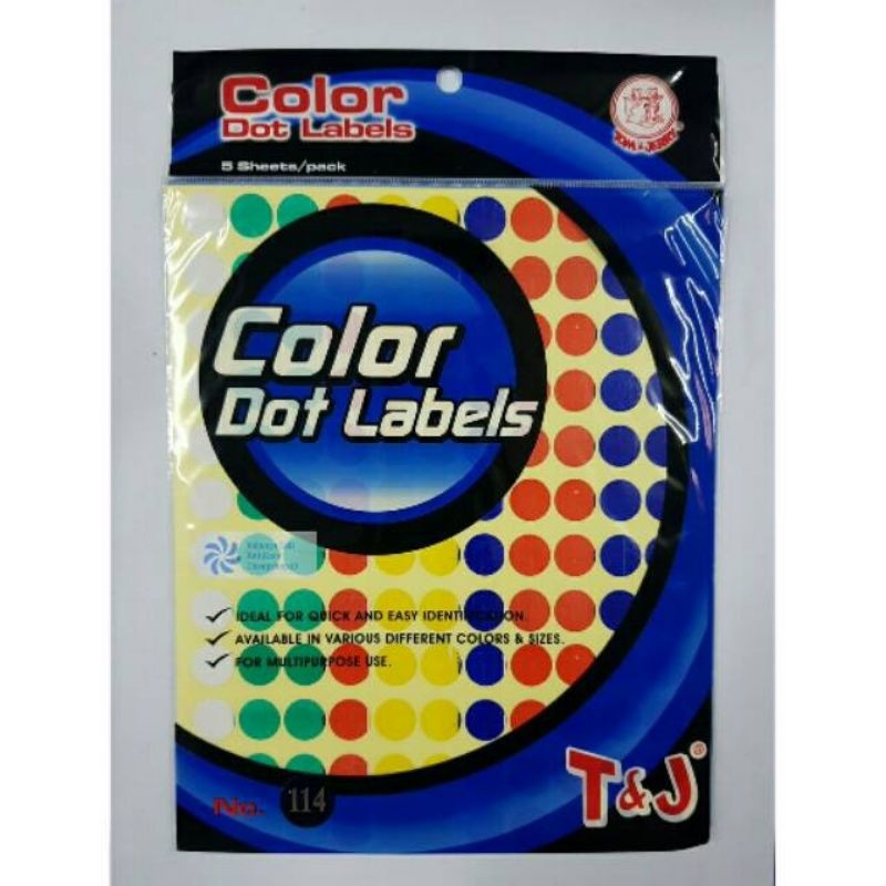 Dot Labels T & J Color Stickers No. 114