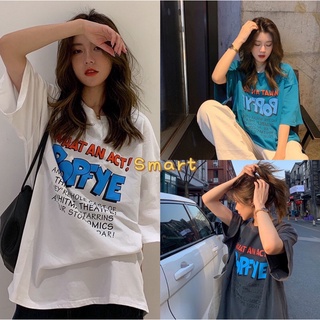 Smart เสื้อยืด💕Popfye💕 สไตส์เกาหลี ตัวใหญ่ เสื้อยืดงานดี  เนื้อผ้าดี ลายสกีน E800