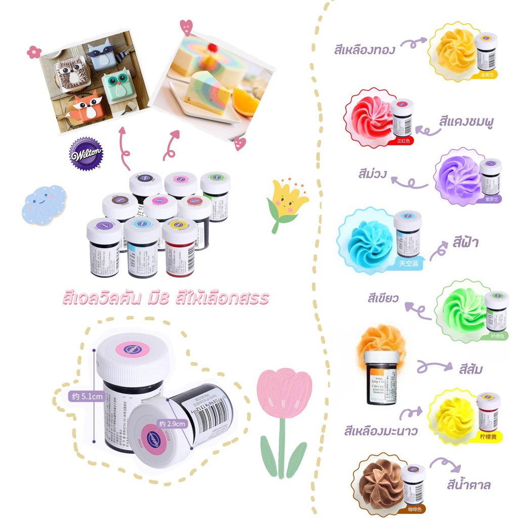 สีเจล Wilton icing สีผสมอาหารวิลตัน ขนาด 28 กรัมมี 12 สีให้เลือก