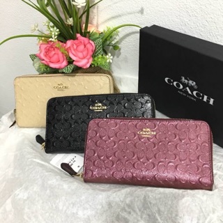 กระเป๋าสตางค์ coach หนังแก้ว ของแท้