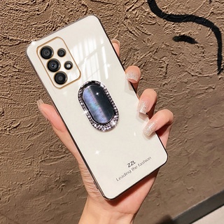 Hot Sales 2022 เคส Samsung Galaxy A53 5G A73 A33 A23 A13 4G M53 M23 M33 5G New Luxury Soft Case Plating with Rhinestone Mirror Stand Cover เคสโทรศัพท์ GalaxyA53 Camera Lens Protection