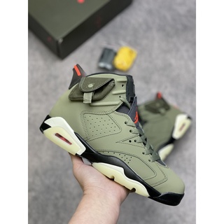 ลดราคา จํากัดเวลา Nike Air Jordan 6 Retro "Olive Green" AJ6 รองเท้าบาสเก็ตบอล สําหรับผู้ชาย และผู้หญิง