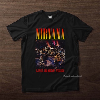 เสื้อยืดคอกลมเสื้อยืด ผ้าฝ้าย พิมพ์ลาย Nirvana Live In NY Premium Combed สําหรับผู้ชายS-4XL