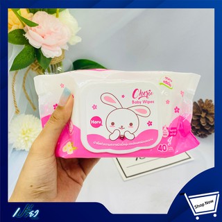 Cherie baby wipes เชอร์รี่ ทิชชูเปียก 40แผ่น 1 ซอง